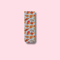 Magnetic Bookmark with autumn leaves pattern on a pink background
