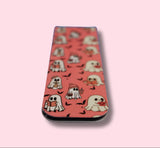 magnetic bookmark with ghost design on a pink background