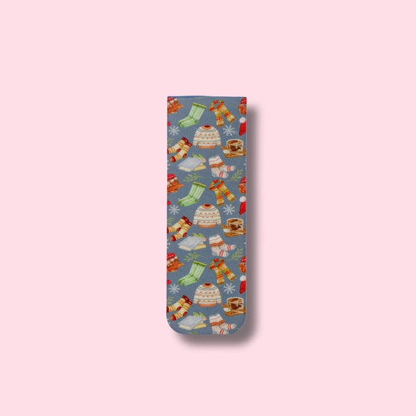 bookmark with cozy weather design on a pink background