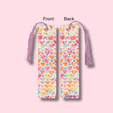 Bookmark with heart pattern on a pink background